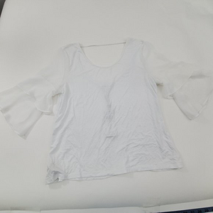 BCBGeneration Top M Sheer Ruffle Bell Sleeve White‎
